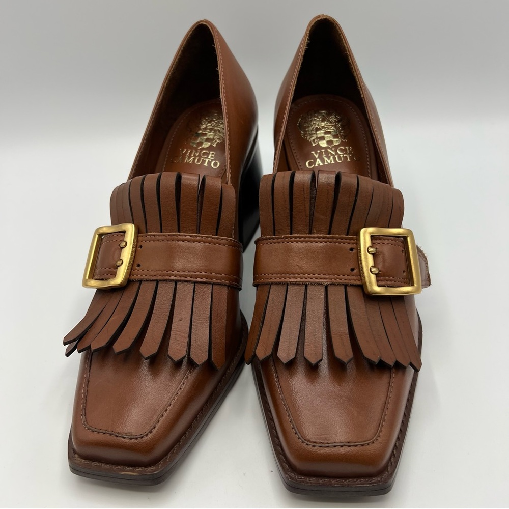 Warm Caramel Vince Camuto Women's Sedna Dress Loafer Pump Square Toe 7.5 M NWOB